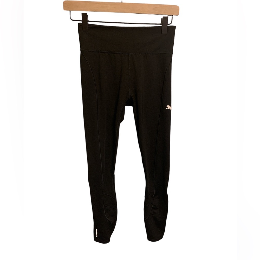 Puma girls small black leggings with back mesh pocket